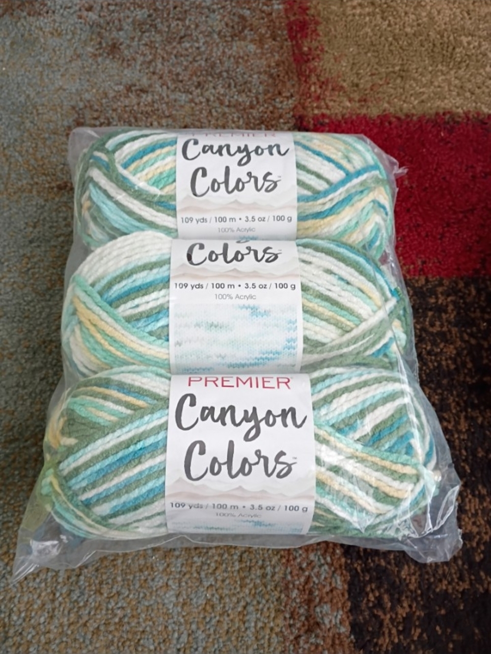 Premier Canyon Colors 109yds lot of 3 new 100% Acrylic Yarn Summer Breeze